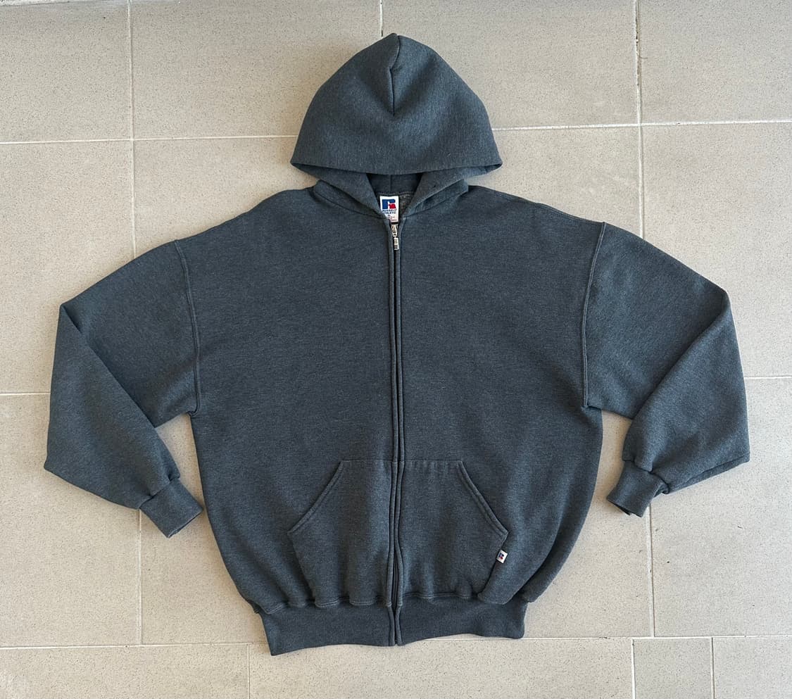 90s 빈티지 러셀 후드집업 다크그레이 XL 상품이미지1