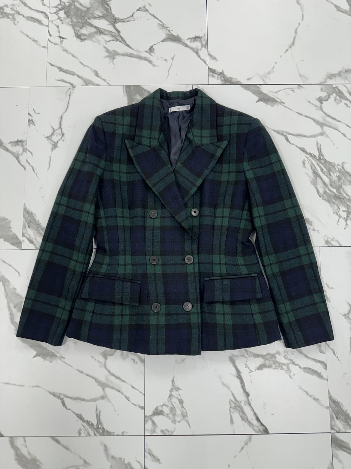 망고 체크 더블 브레스티드 블레이저 상품이미지1