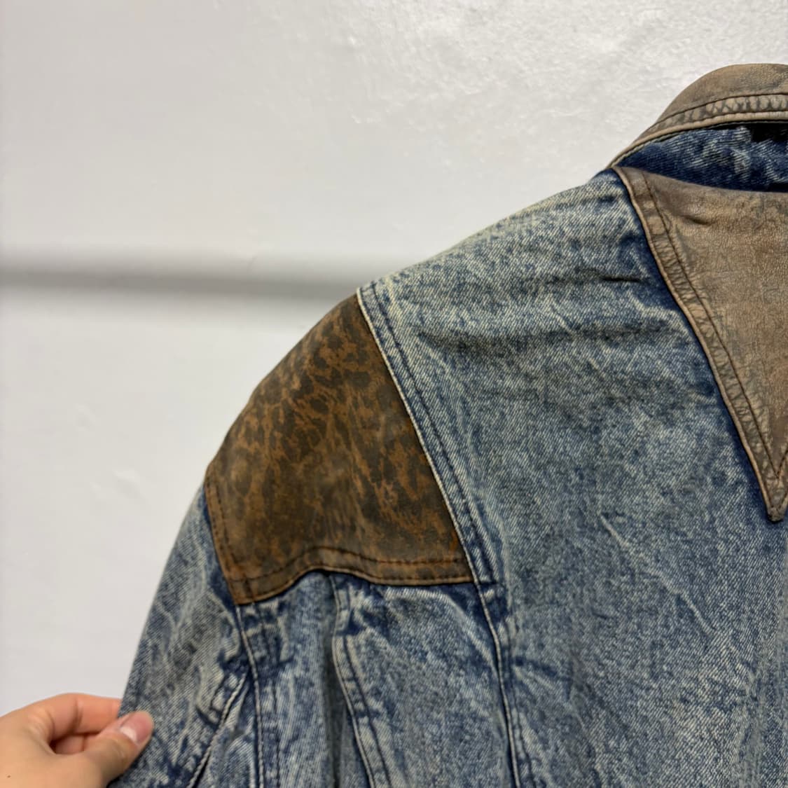 빈티지 데님 레더 자켓 상품이미지7