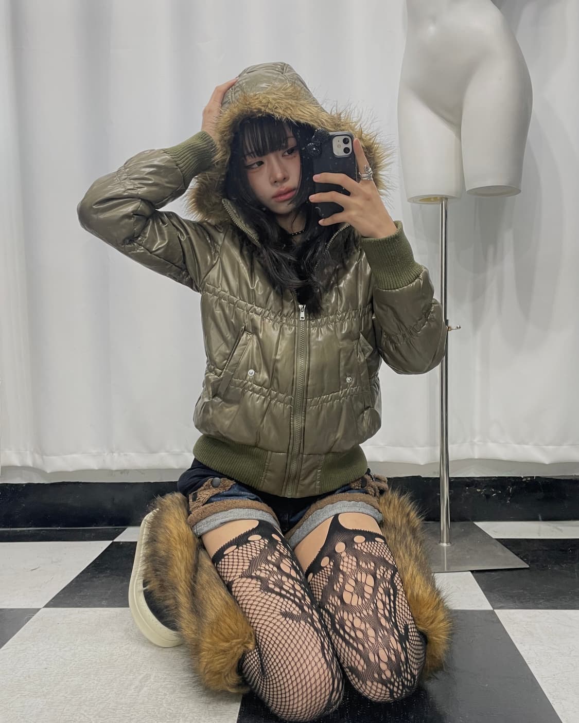 🎸카키 글로시 패딩 자켓🎸 상품이미지3