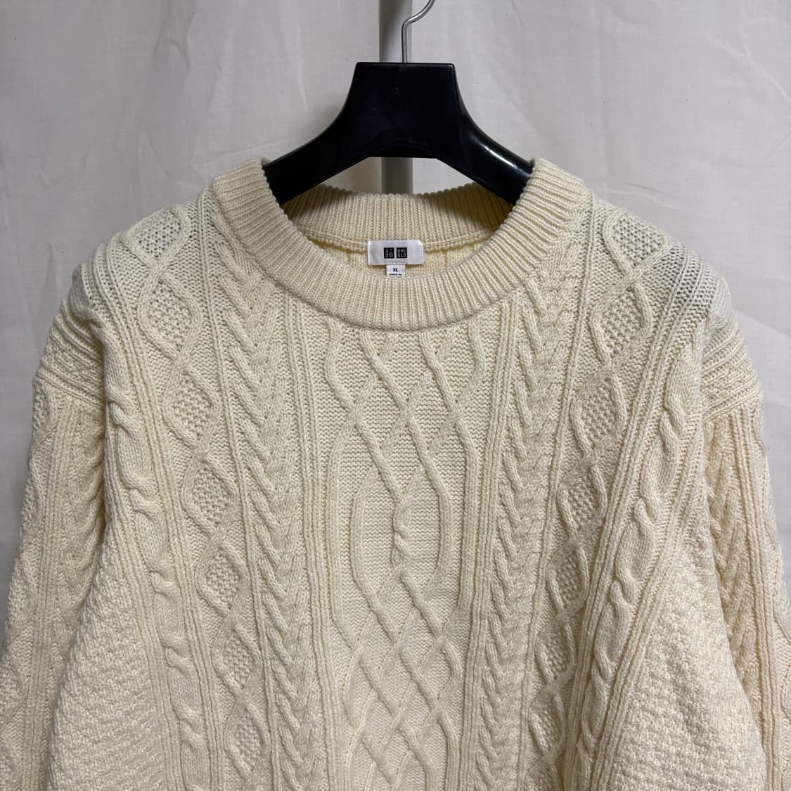 유니클로 피셔맨 케이블 니트 / 아이보리, XL 상품이미지2