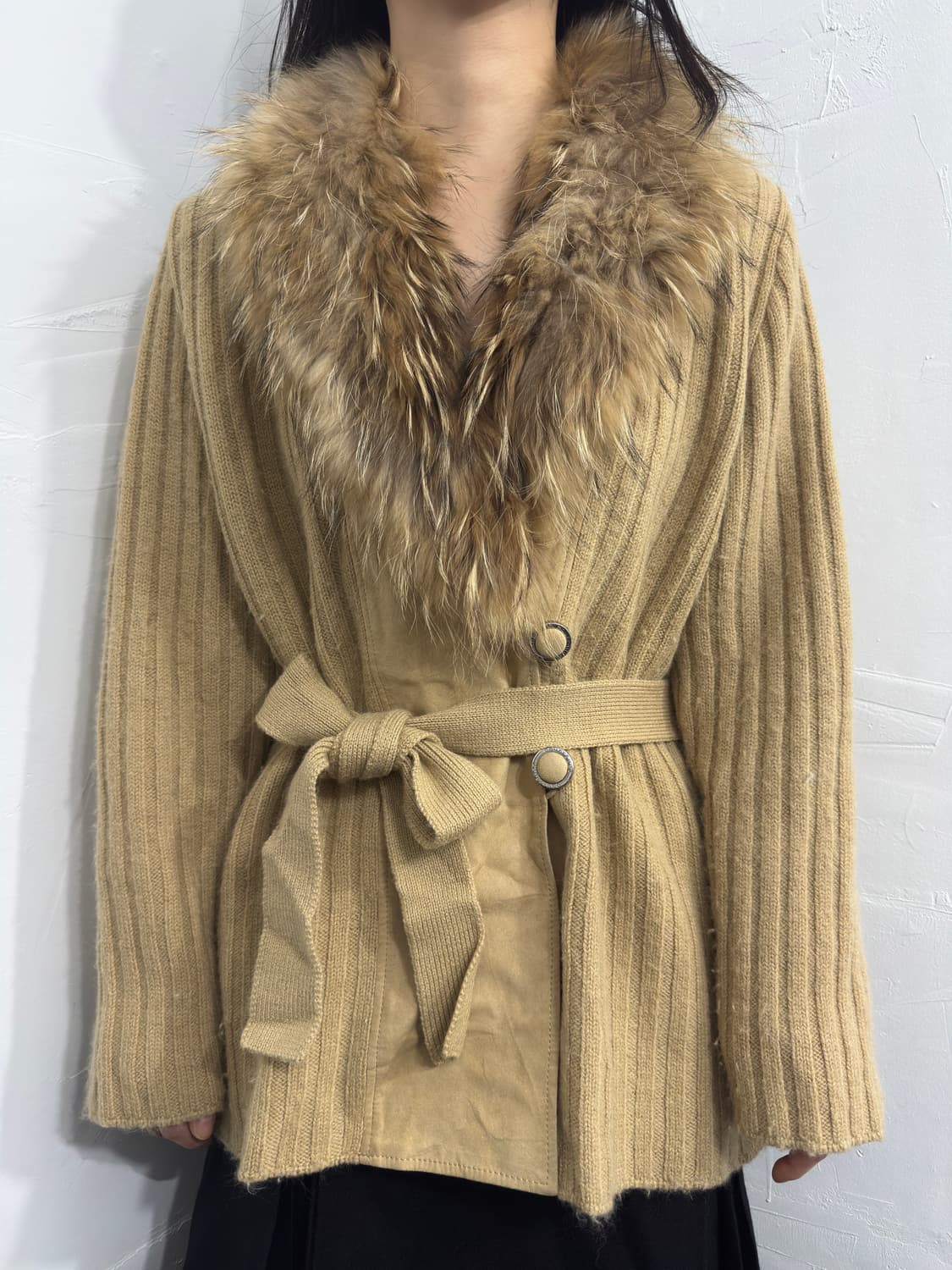 Courreges fur wool cardi coat 상품이미지1