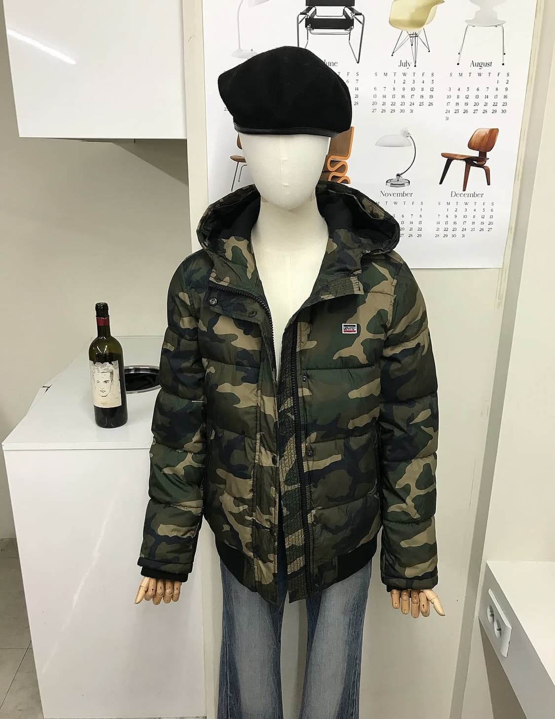 리바이스 로고 카모 후드 패딩 상품이미지6