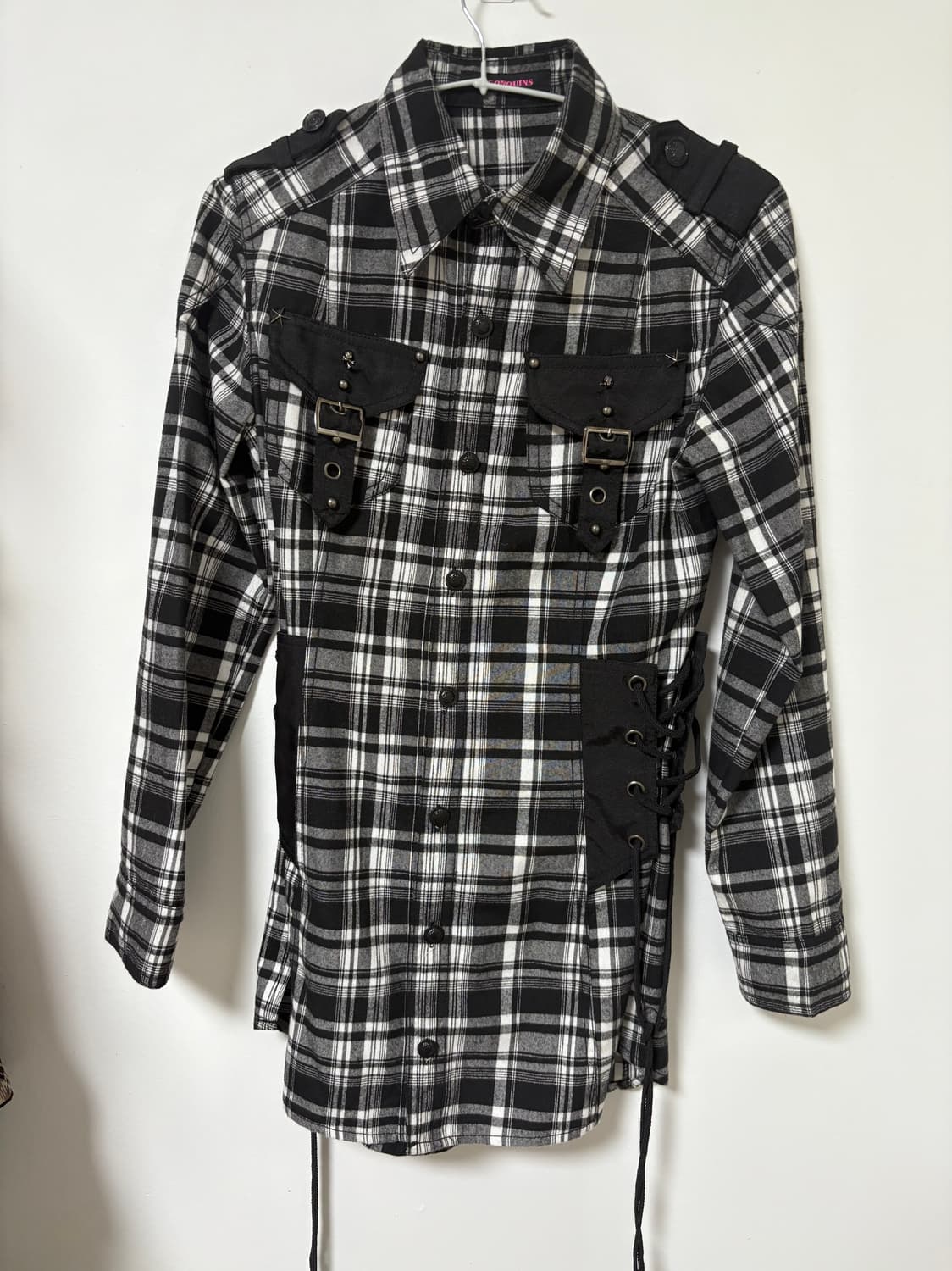 빈티지 펑크 알곤퀸즈 체크 셔츠 원피스 상품이미지1