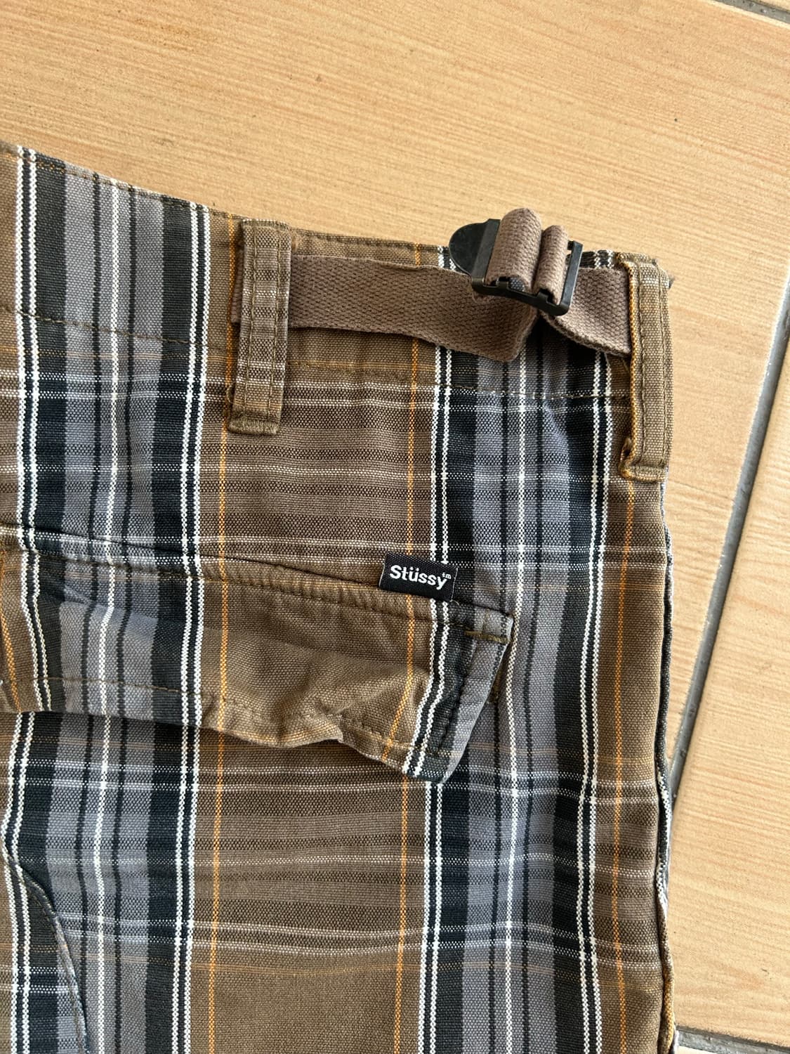 00‘s 스투시재팬 체크 카고쇼츠  상품이미지5