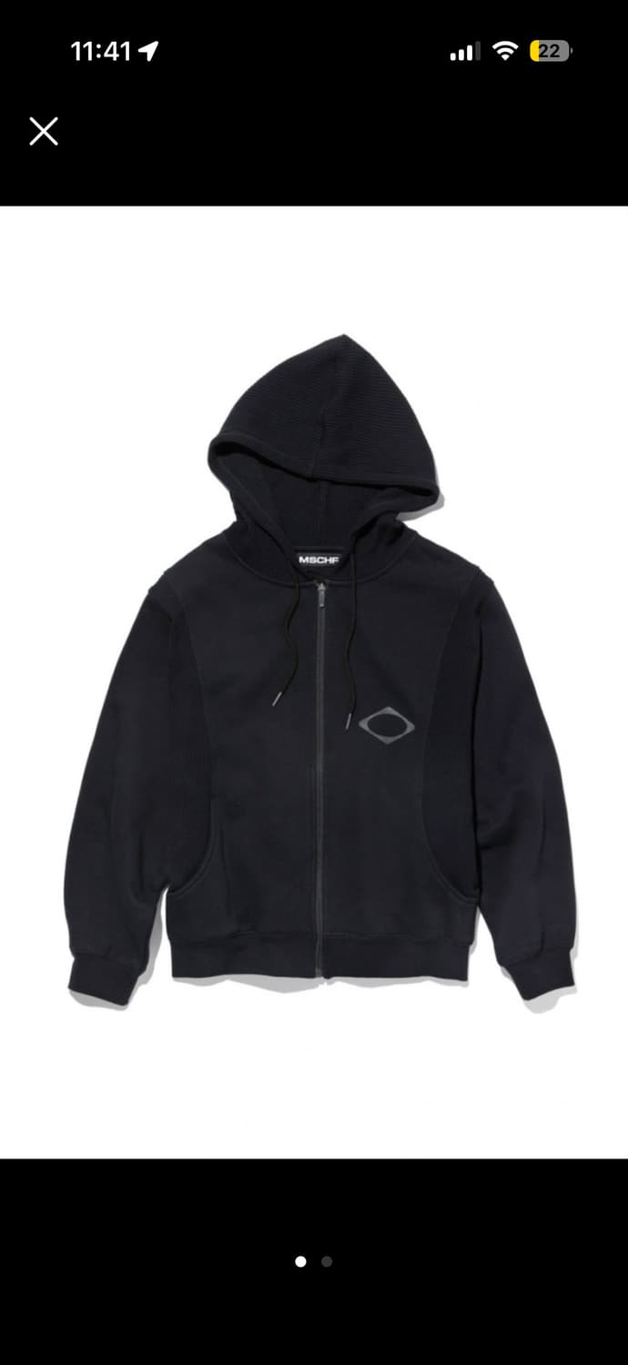 (W) 미스치프 패널드 와플 후드 블랙 상품이미지1