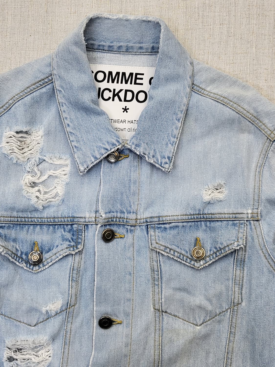 룩다운 데님 자켓 데미지 워싱 m 상품이미지5