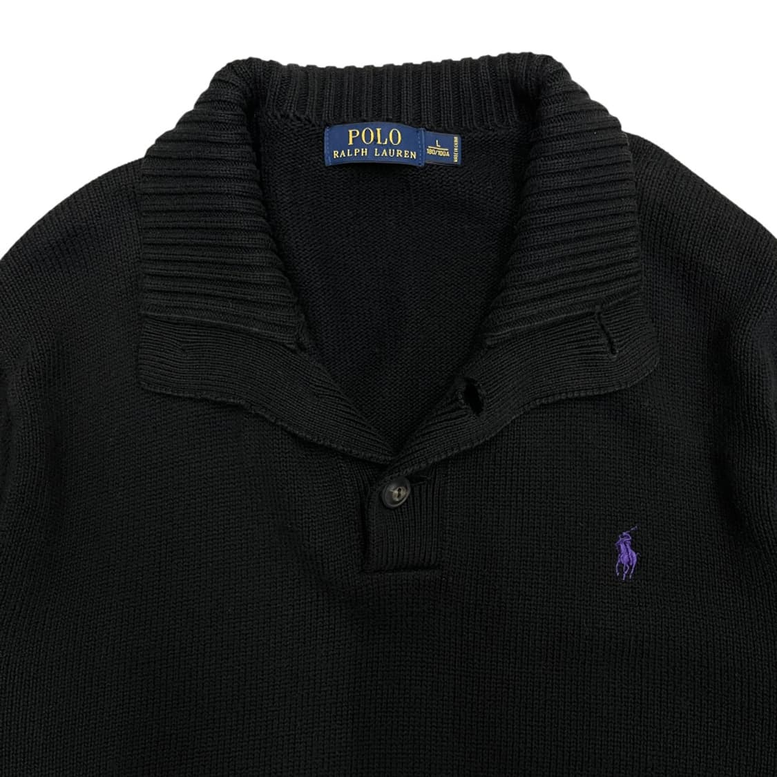 폴로 랄프로렌 퍼플포니 블랙 버튼 니트 L 상품이미지4