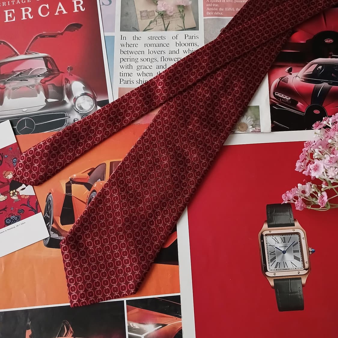 소니아 리키엘 실크 레드 패턴 넥타이 9.7cm A+등급 A19314
 상품이미지5