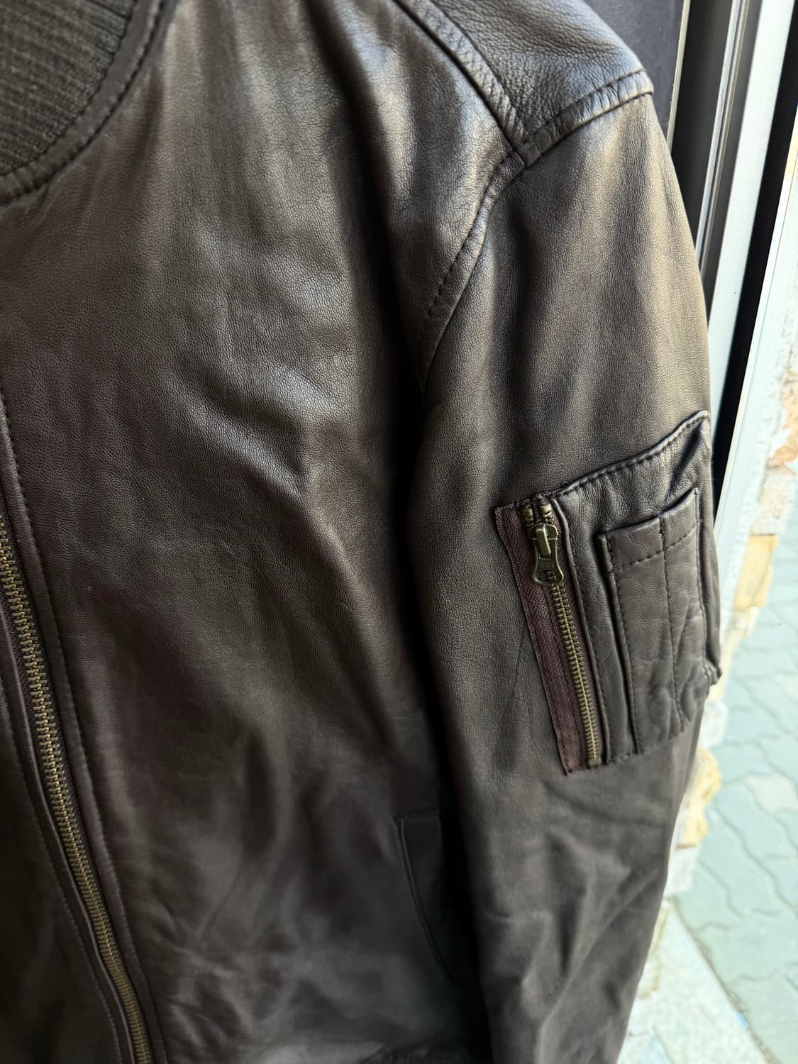 L/ 아비렉스 MA-1 레더 자켓 상품이미지5