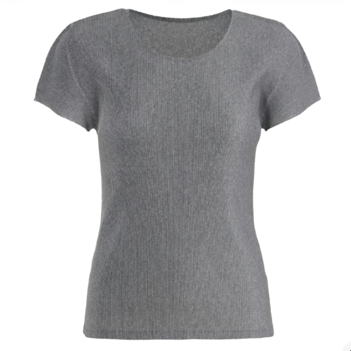 플리츠플리즈 이세이미야케 미스트 베이직 탑 라운드 반팔 그레이 3사이즈 상품이미지1