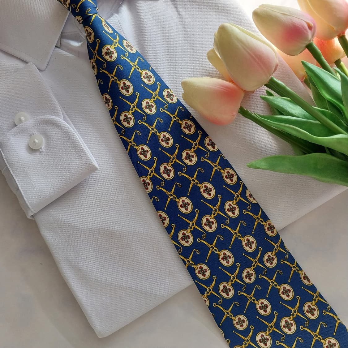 란셀 실크 네이비 하니스 패턴 넥타이 9.9cm A+등급 K1382
 상품이미지8