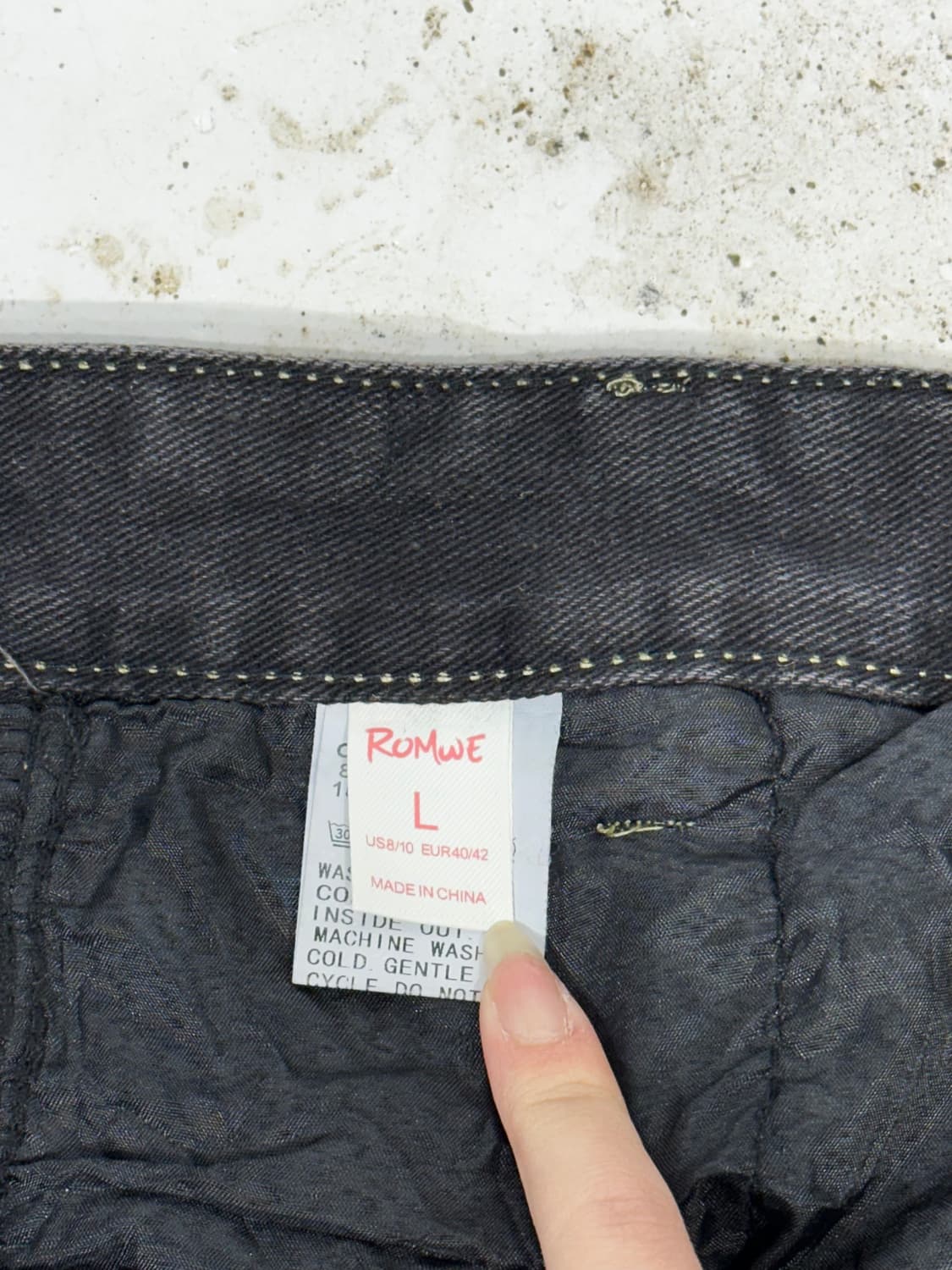 일본 빈티지 패턴 워싱 와이드 스트릿 와이드 흑청 데님 청바지  상품이미지7