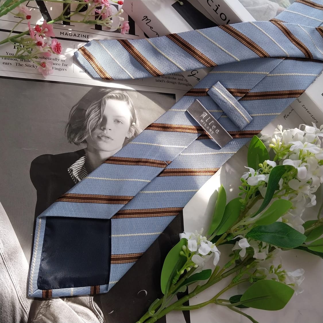 알테아 실크 블루 스트라이프 넥타이 8.5cm A+~A등급 K2303 상품이미지5