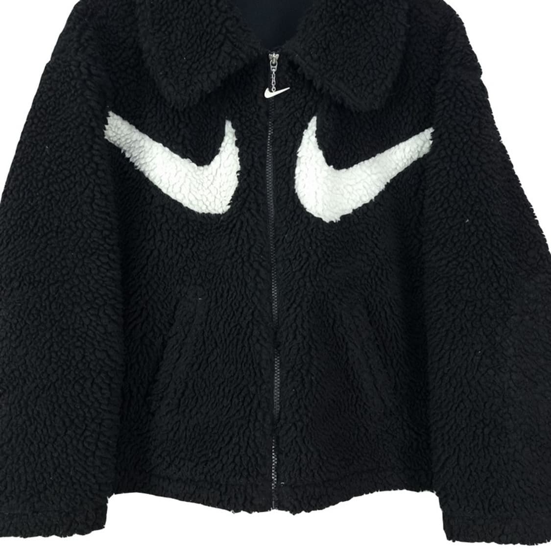 [나이키] 더블 스우시 오버사이즈 쉐르파 후리스 자켓 블랙 M18866 상품이미지5
