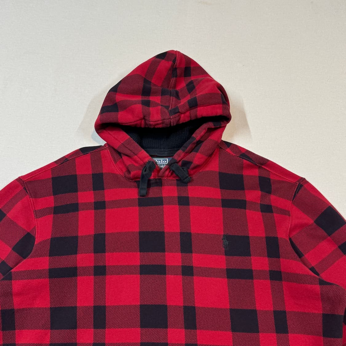 XL) 폴로 랄프로렌 레드 블랙 체크 후드티 상품이미지3