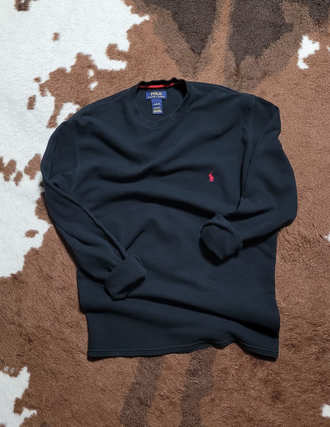 폴로 랄프로렌 남성용 블랙 와플 라운드 긴팔 티셔츠(XL) 상품이미지7
