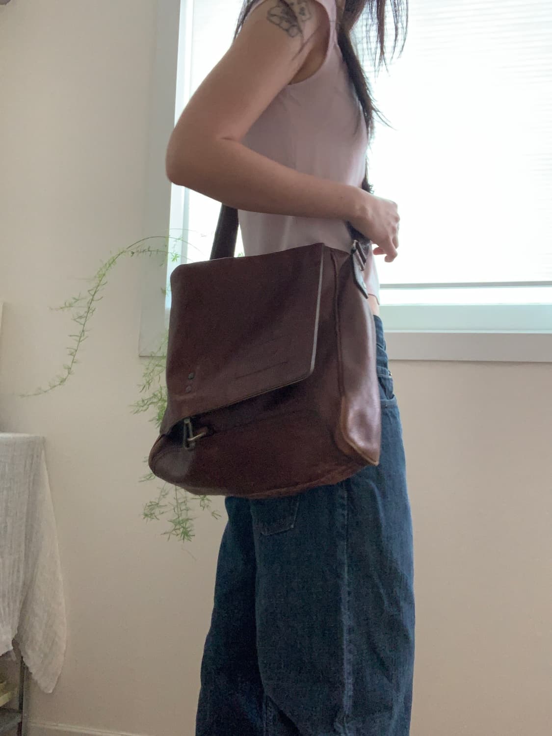 leather big messenger bag 상품이미지8