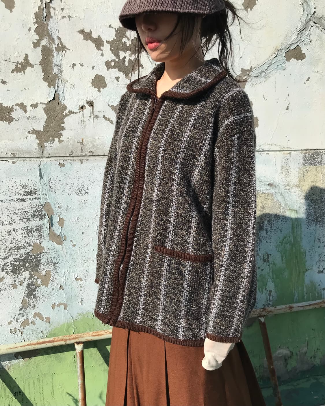 브라운 니트 집업 자켓 상품이미지3