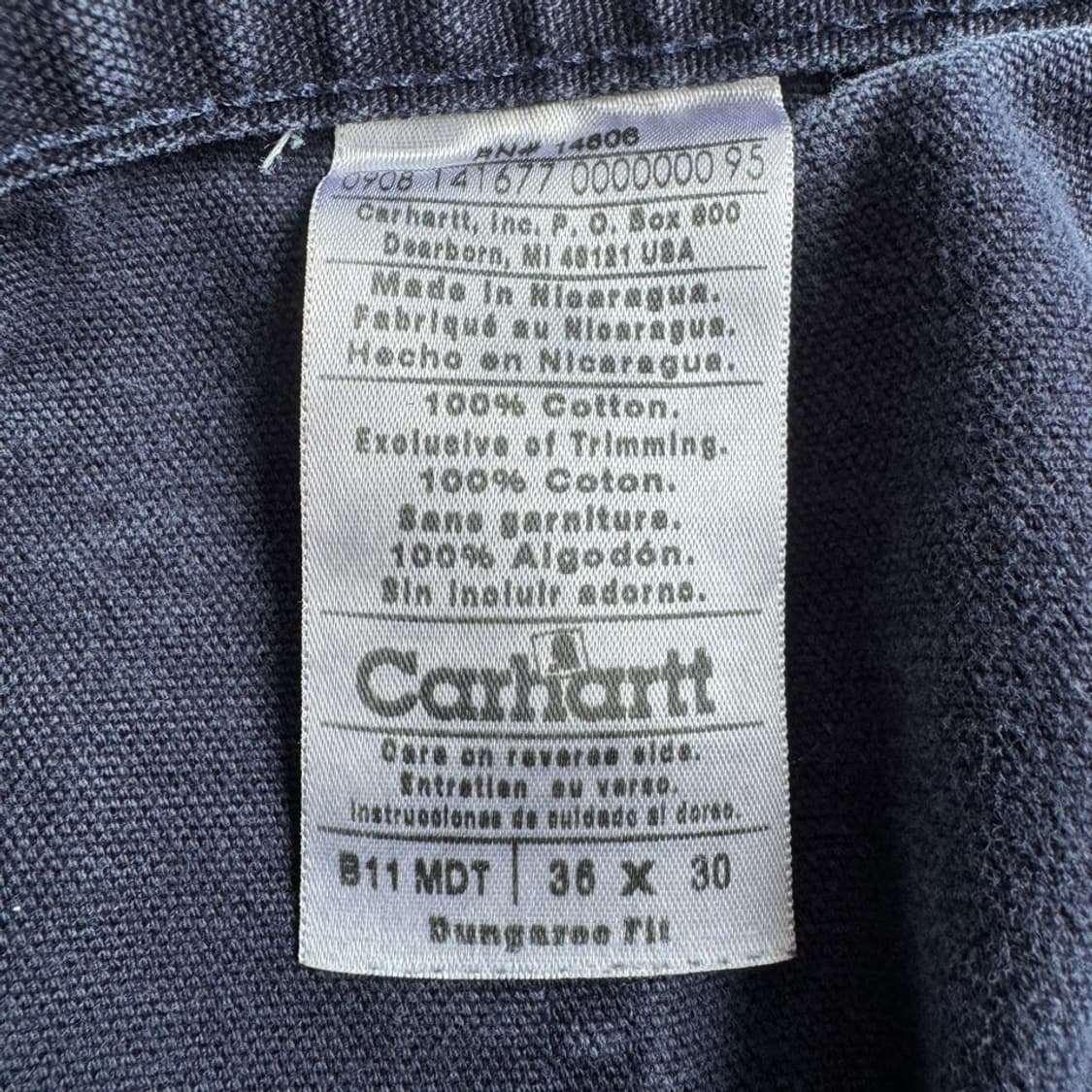 칼하트 OG 가죽패치 카펜터 덕캔버스 페이딩 와이드 워크팬츠 상품이미지9