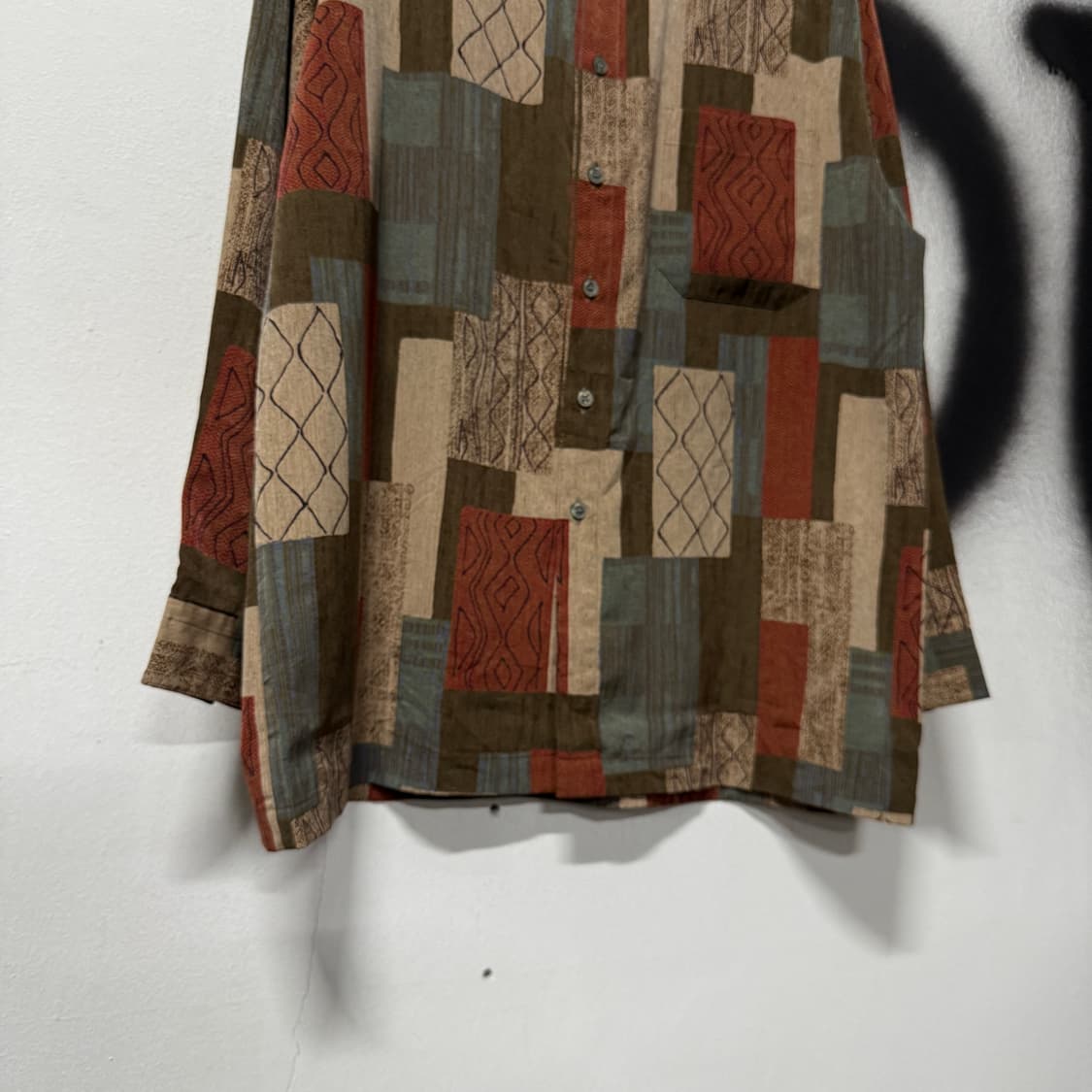 VTG 빈티지 에스닉 기하학 패턴 원포켓 긴팔 셔츠 상품이미지4