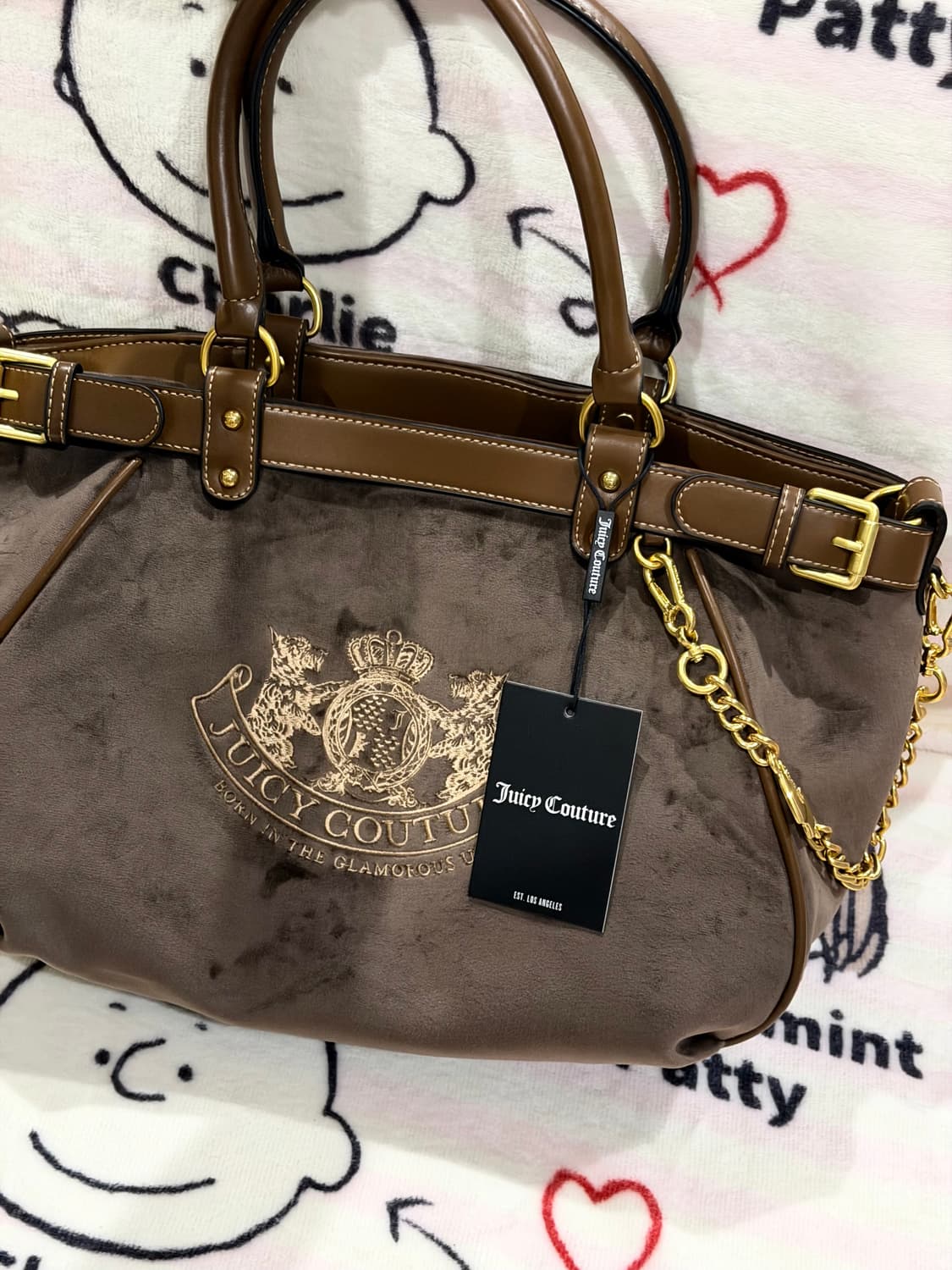 [신상✨프리뷰세일]대대장 신상 쥬시꾸뛰르 브라운 벨벳 숄더백 상품이미지3