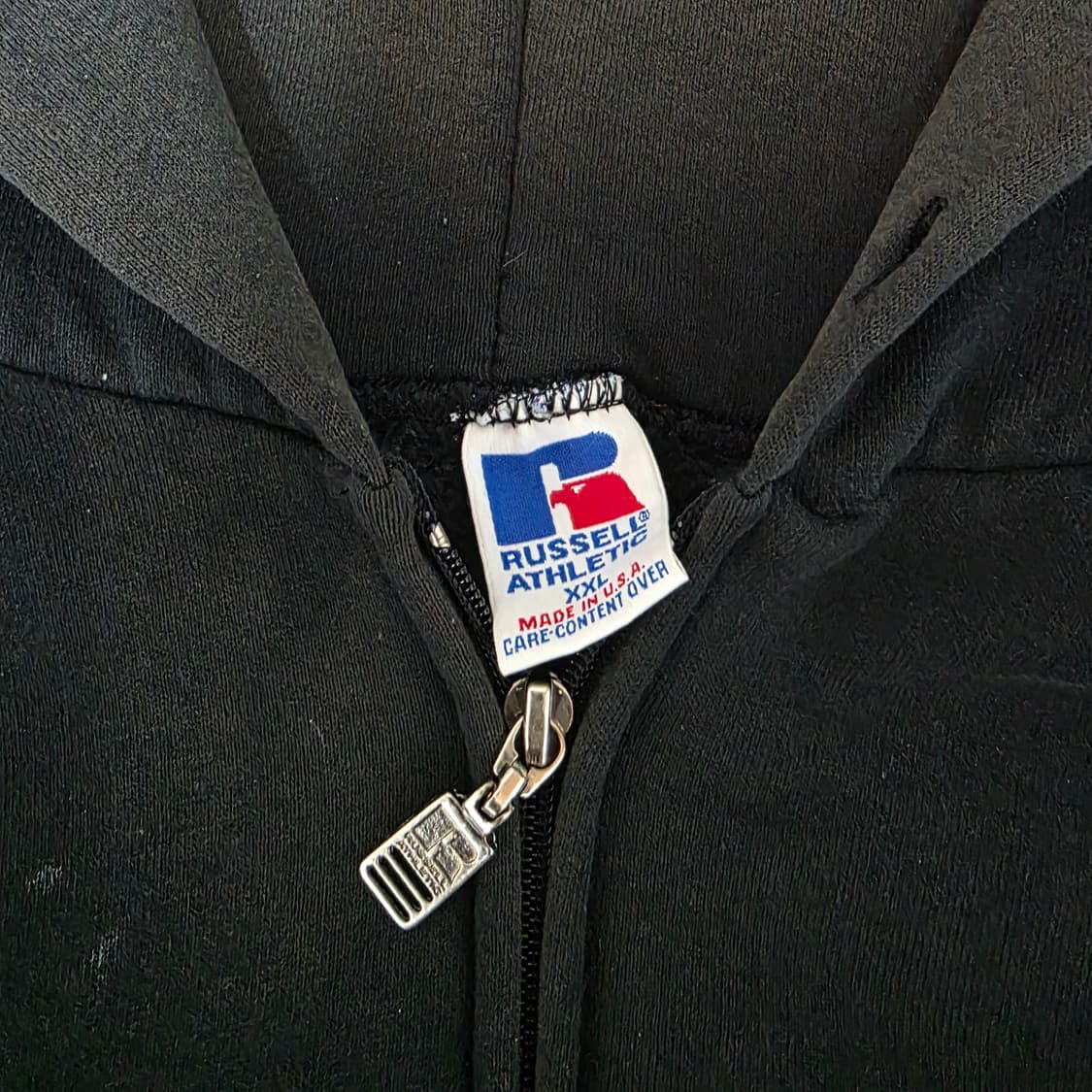 [XXL] 90s 빈티지 러셀 애슬레틱 후드집업 블랙 페이드&트래쉬드 상품이미지5