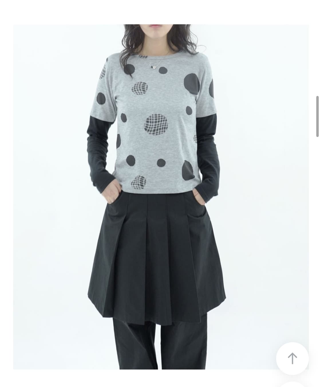 피에브레 패턴 레이어드 롱슬리브 상품이미지2