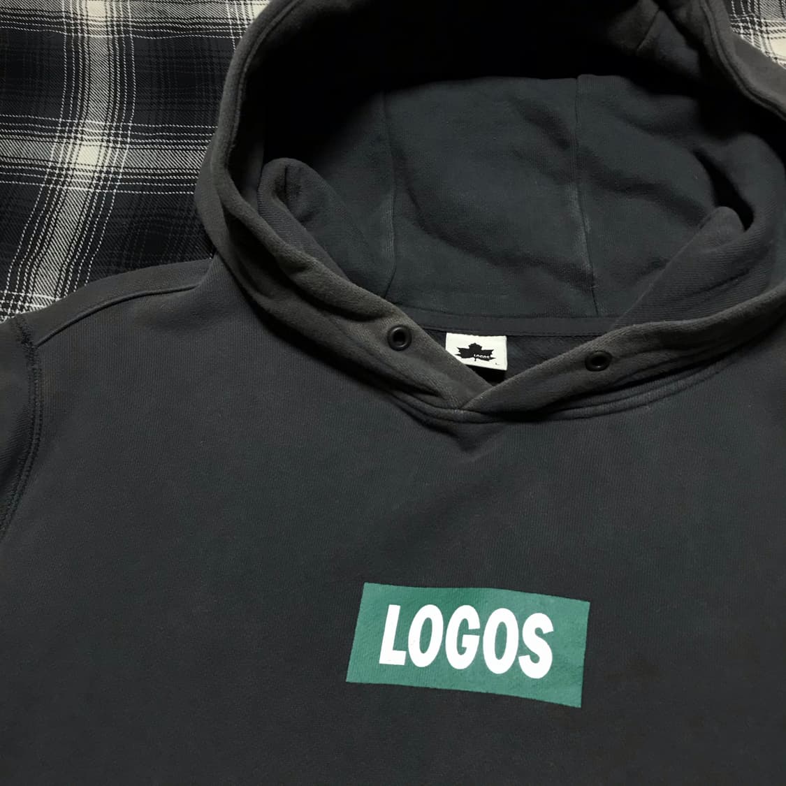 Usa logos 워시드 그레이 빈티지 박스로고 후드티 상품이미지2