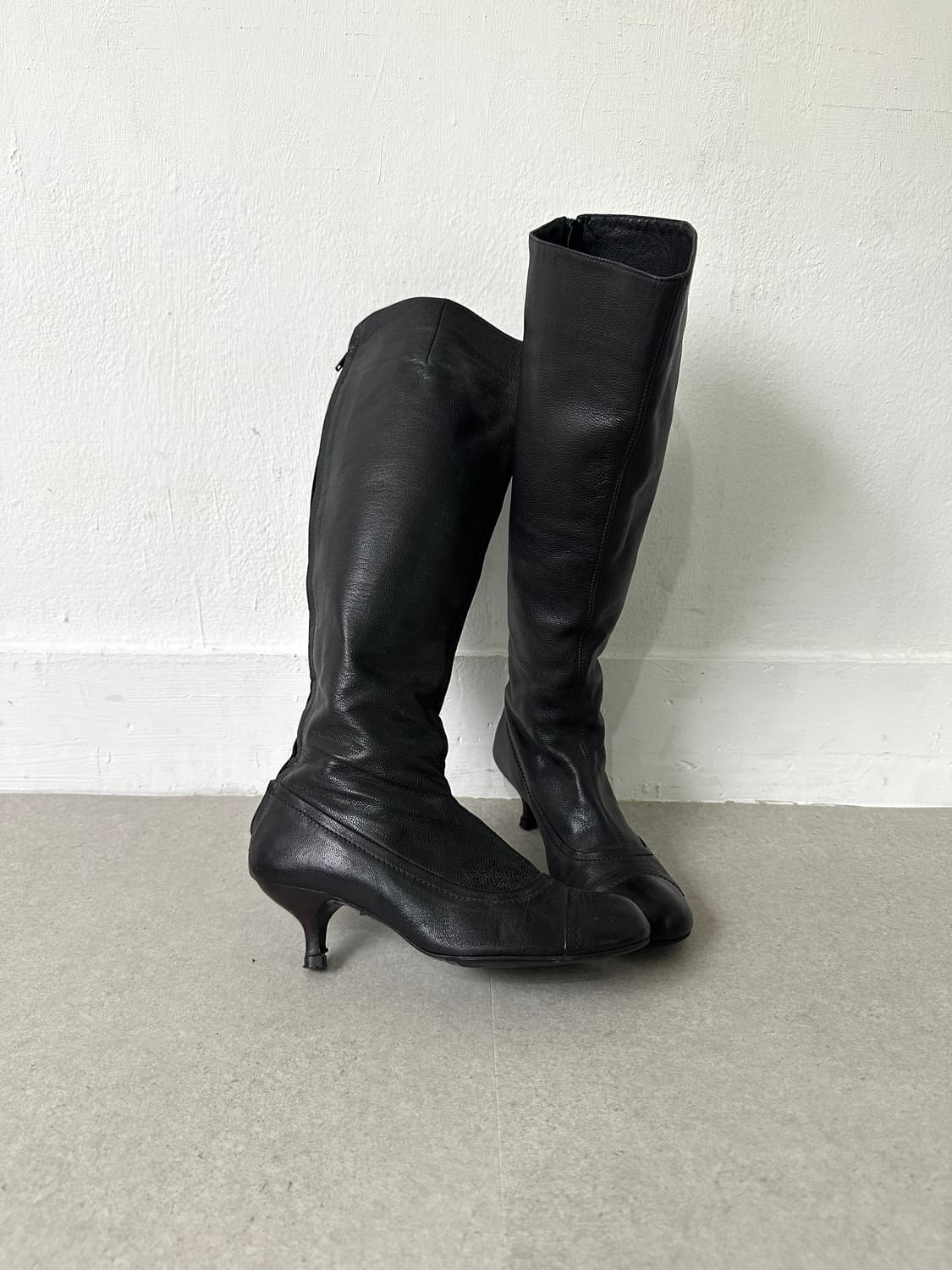 랑방 발레코어 키튼힐 레더 롱부츠 상품이미지1