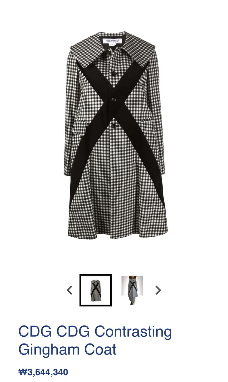 꼼데가르송 20ss 런웨이피스 깅엄 코트 상품이미지9
