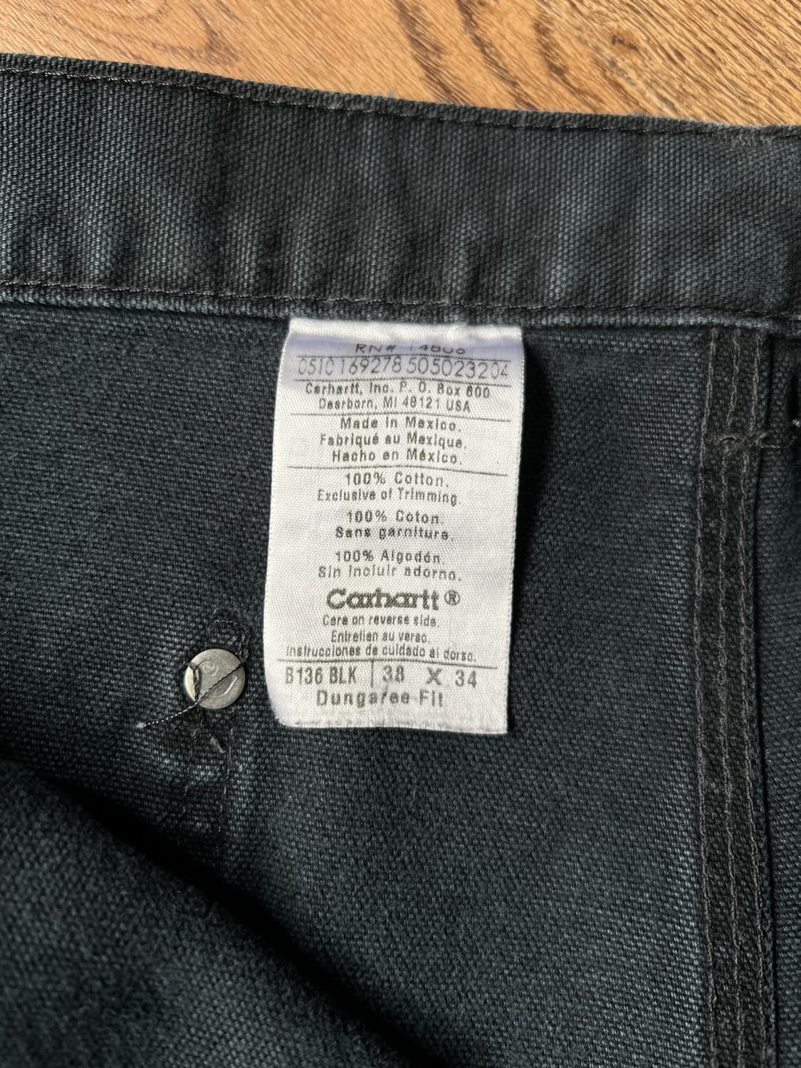 [34]칼하트 USA 빈티지 워싱 블랙 더블니 워크 팬츠 상품이미지4