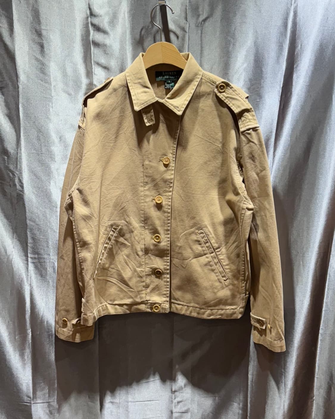 S 폴로랄프로렌 레더 패치 베이지 코튼 자켓 상품이미지2