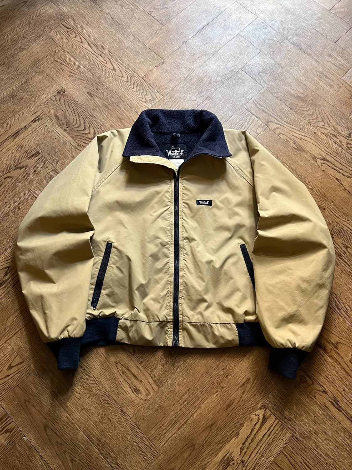 [XL]80's 울리치 USA Made 플리스 라이닝 베이지 웜업 자켓 상품이미지1