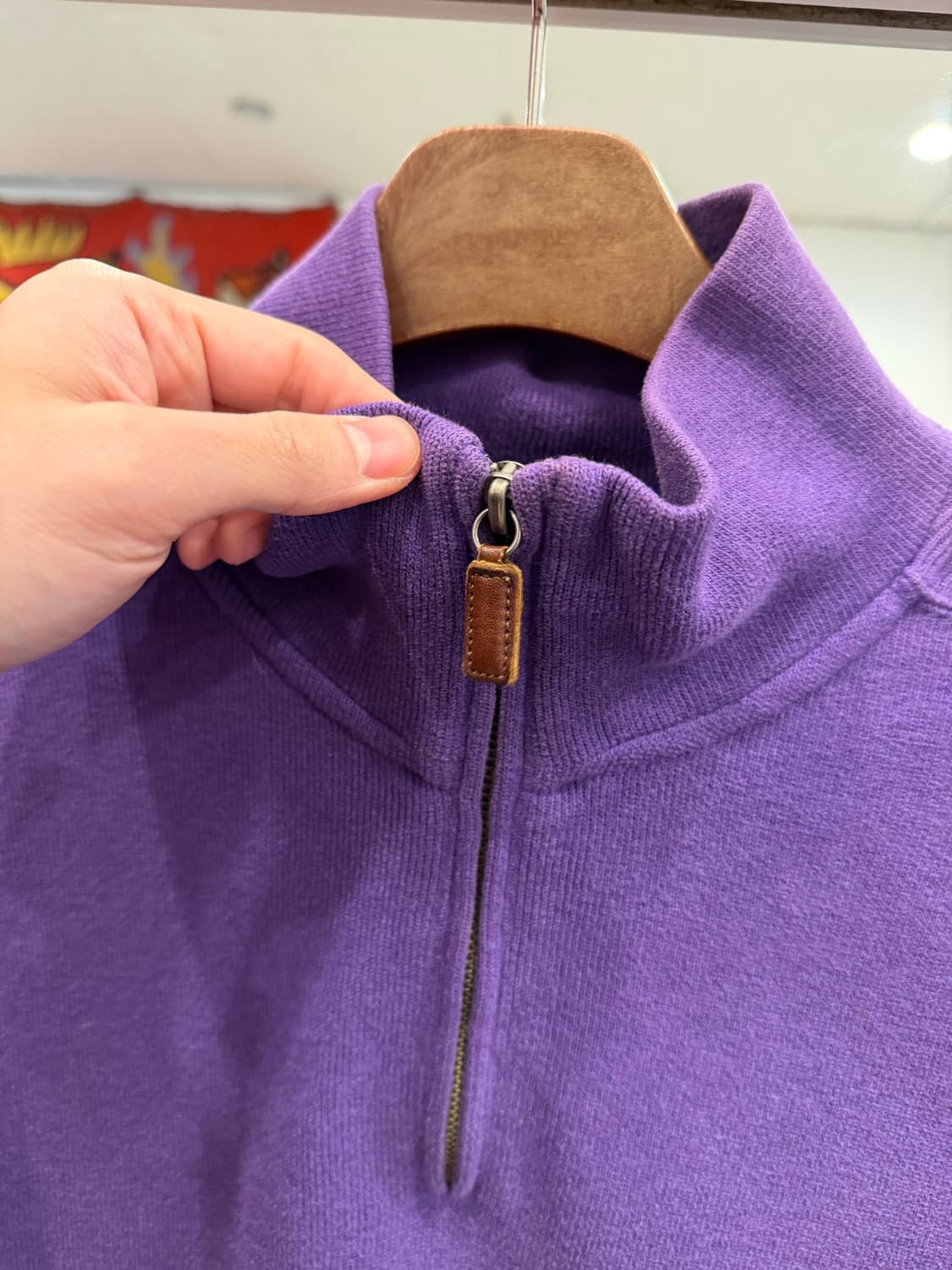 90s Polo RL 폴로 랄프로렌 하프넥 쿼터집업 니트 (purple) 상품이미지5