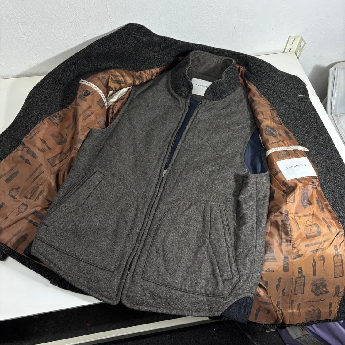 90-95 커스텀멜로우 누빔조끼내피 울 블레이져 상품이미지2