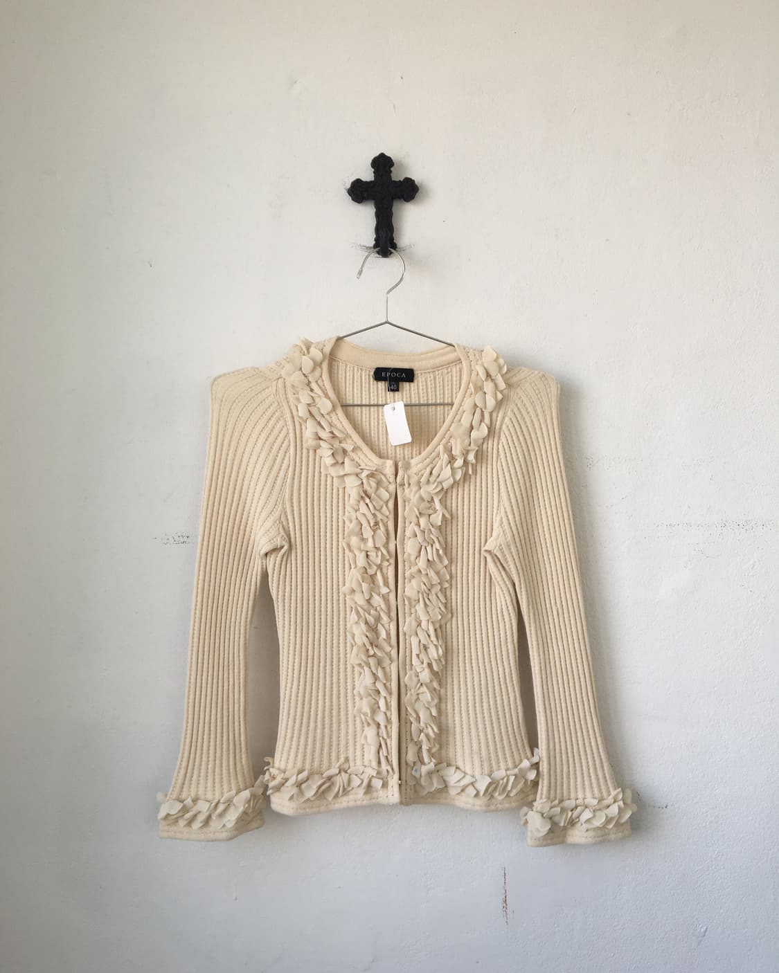 Pleats trimming ribbed knit cardigan 상품이미지2