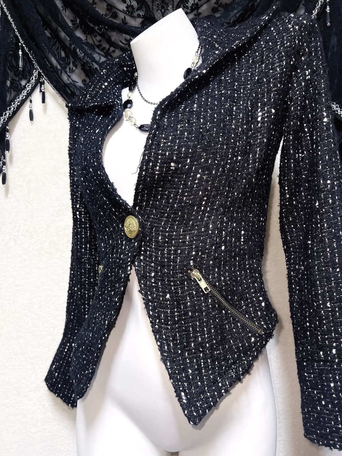 d.i.a 다이아 오네갸루 히메 고스펑크 고딕 트위드 금장 버튼 자켓 상품이미지6