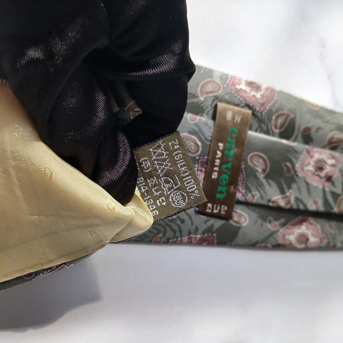 까르뱅 실크 그린 페이즐리 패턴 넥타이 9.3cm A~B등급 G14 상품이미지7