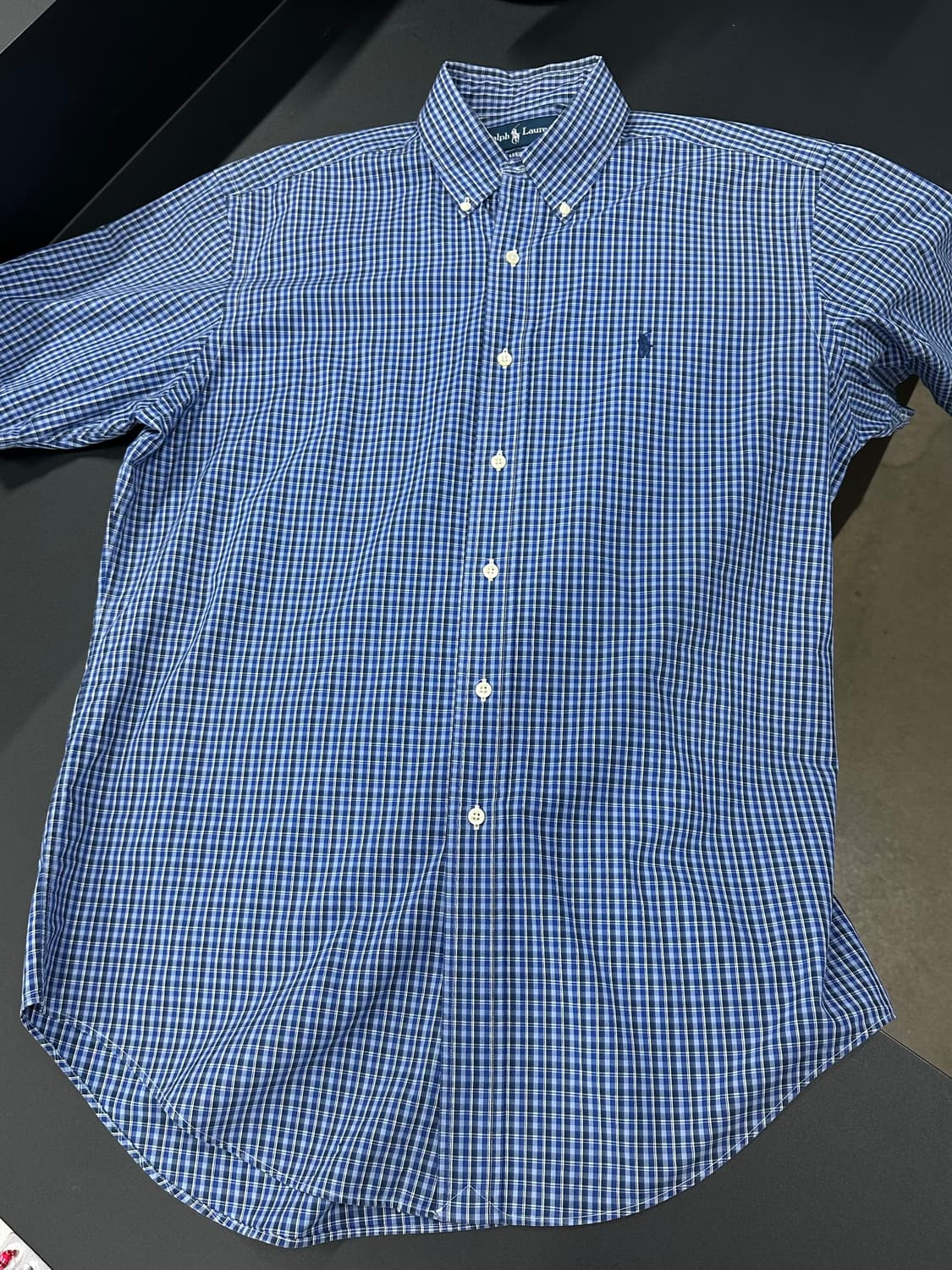 폴로 랄프로렌 블루 마이크로체크 반팔 셔츠 상품이미지5
