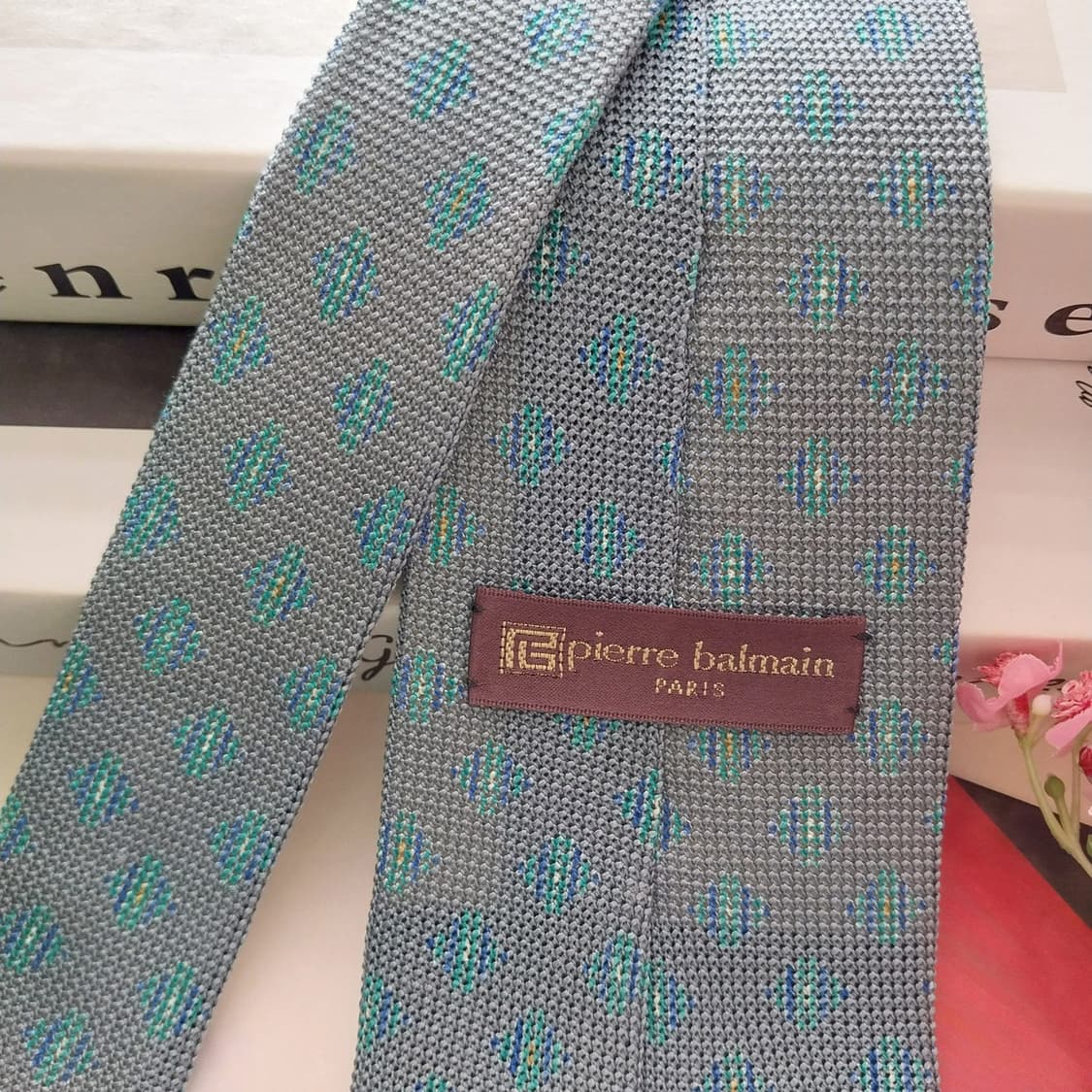 발망 실크 블루 패턴 넥타이 8.1cm A+~A등급 K1409
 상품이미지7