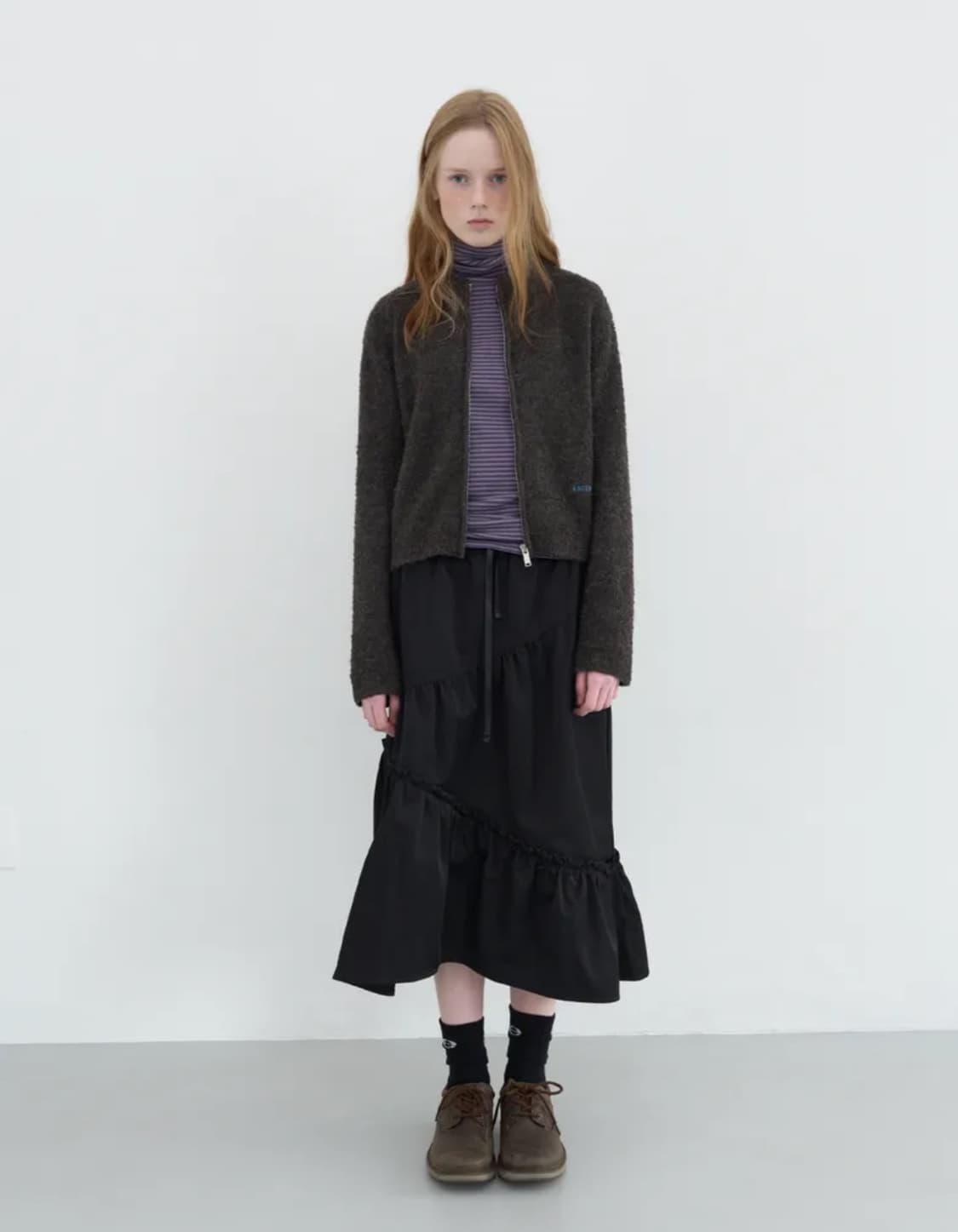 엔조블루스 enzoblues 코튼 셔링 스커트 블랙 상품이미지4