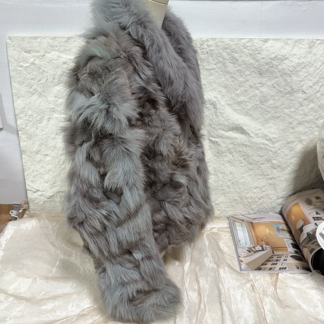 빈티지 그레이 그린 여우털 코트 상품이미지2