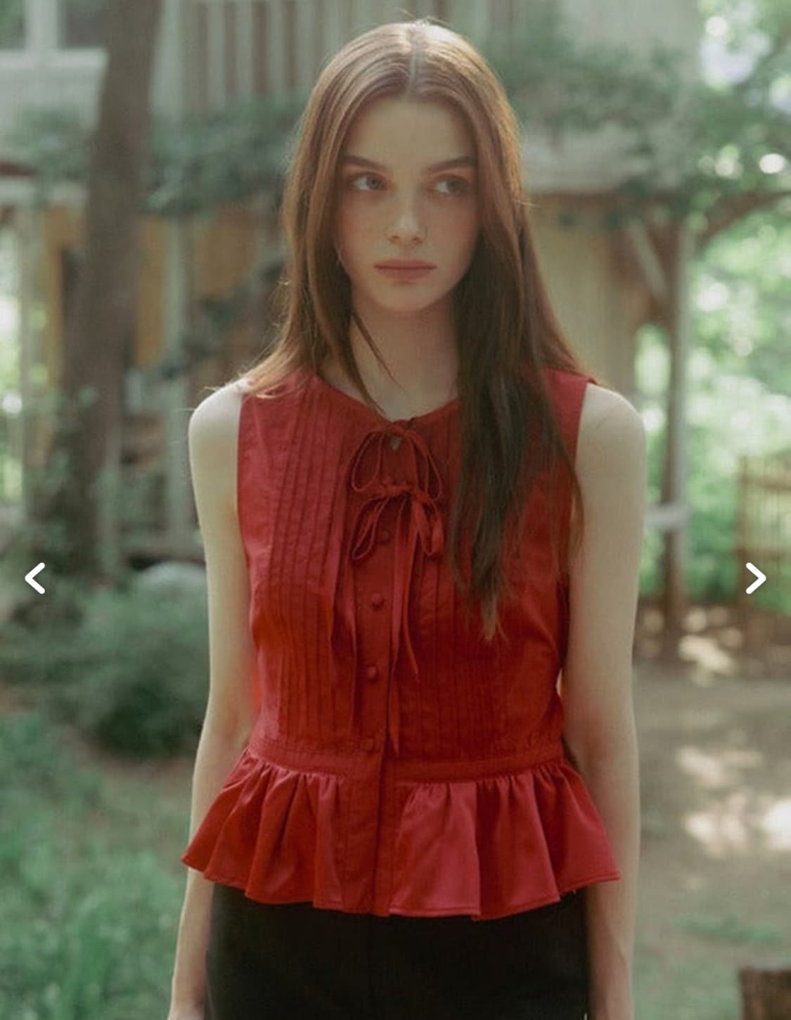 더티스 민소매 프릴 블라우스 레드 상품이미지2