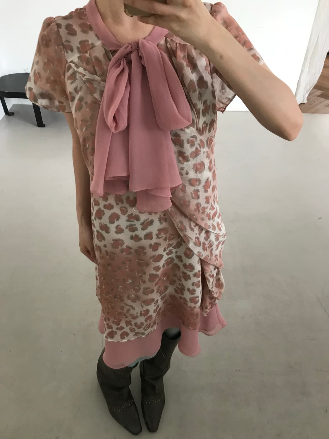 vintage pink scarf one-piece 상품이미지7
