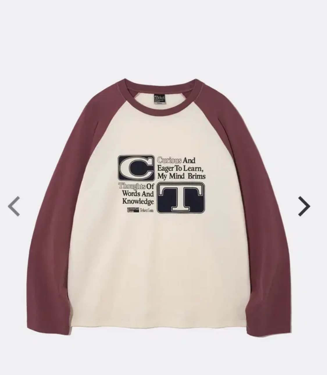 테켓 롱슬리브 MEANING L/S TEE 크림 m사이즈 상품이미지1