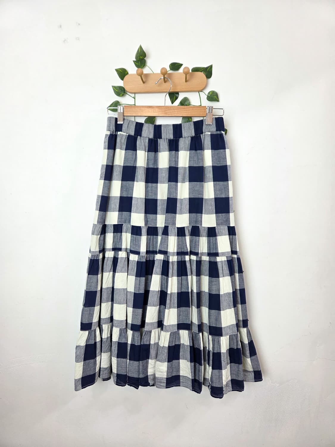 체크 캉캉 린넨 스커트 상품이미지1