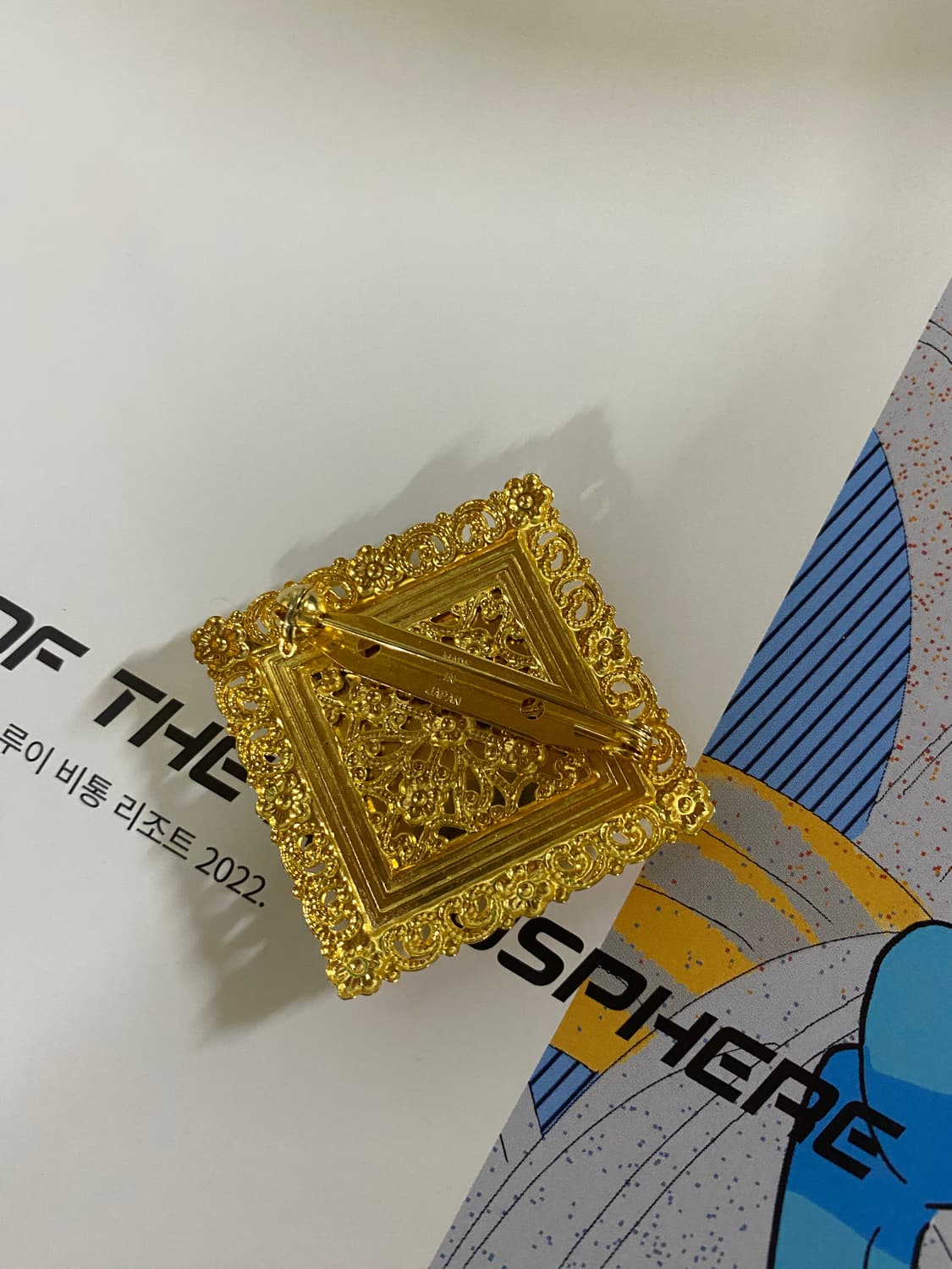 JAPAN 니들포인트 액자 브로치 (3.5cm) 상품이미지4