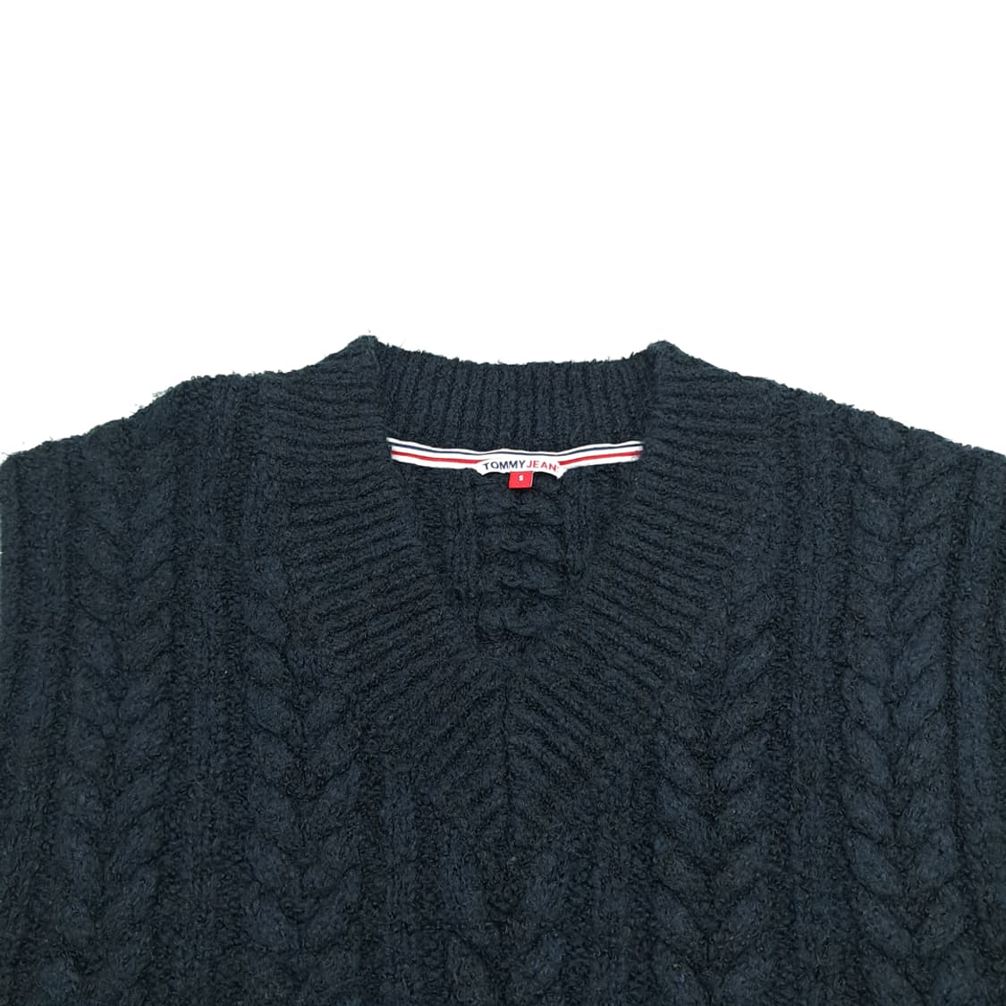 CN934 S 타미힐피거 블랙 피셔맨 니트 조끼 베스트 상품이미지2