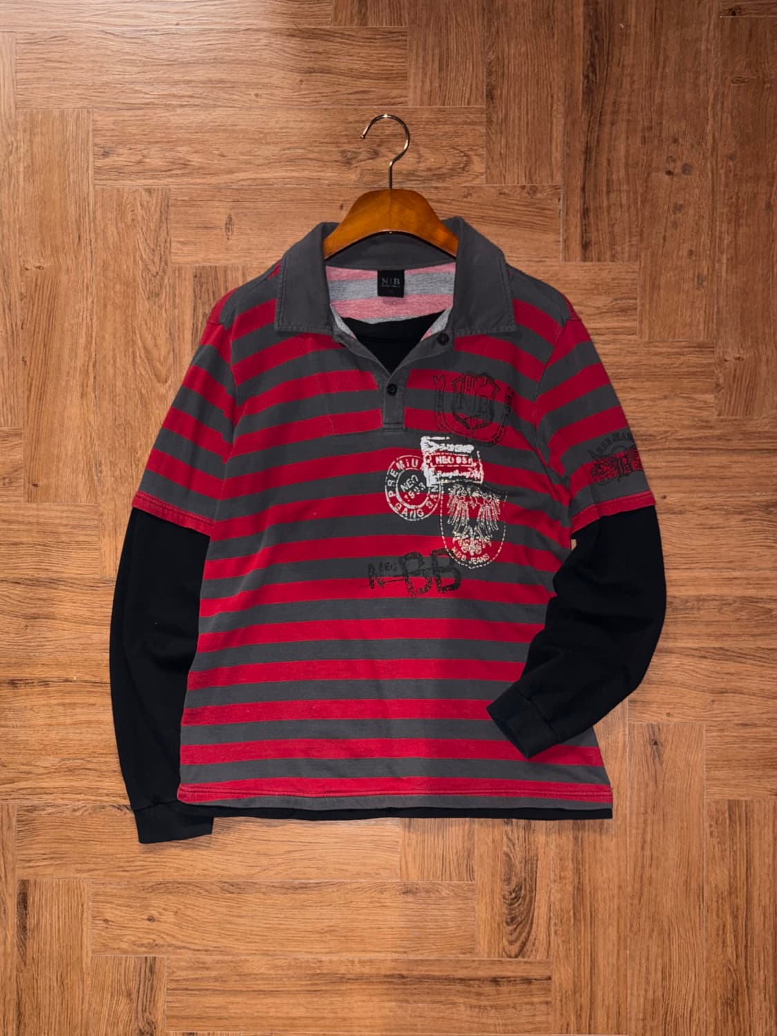 빈티지 스트라이프 레이어드 카라티 상품이미지4